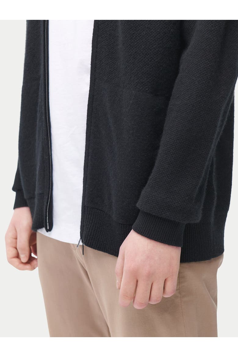 High Neck Full-Zip Cashmere Cardigan, Alternate, color, black