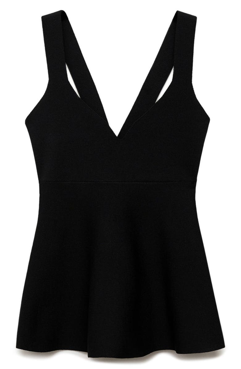MANGO Cinnamon Sleeveless Peplum Top, Alternate, color, Black
