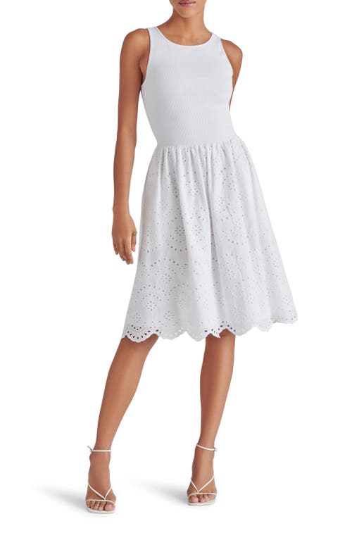 Steve Madden Julian Mixed Media Cotton Dress In White