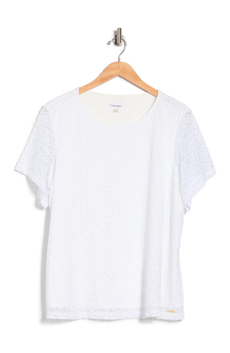 Calvin Klein Textured Lace Top, Main, color, 