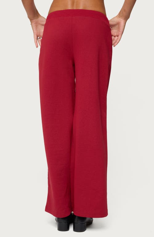 Edikted 06 Wide Leg Cotton Blend Drawstring Sweatpants In Burgundy