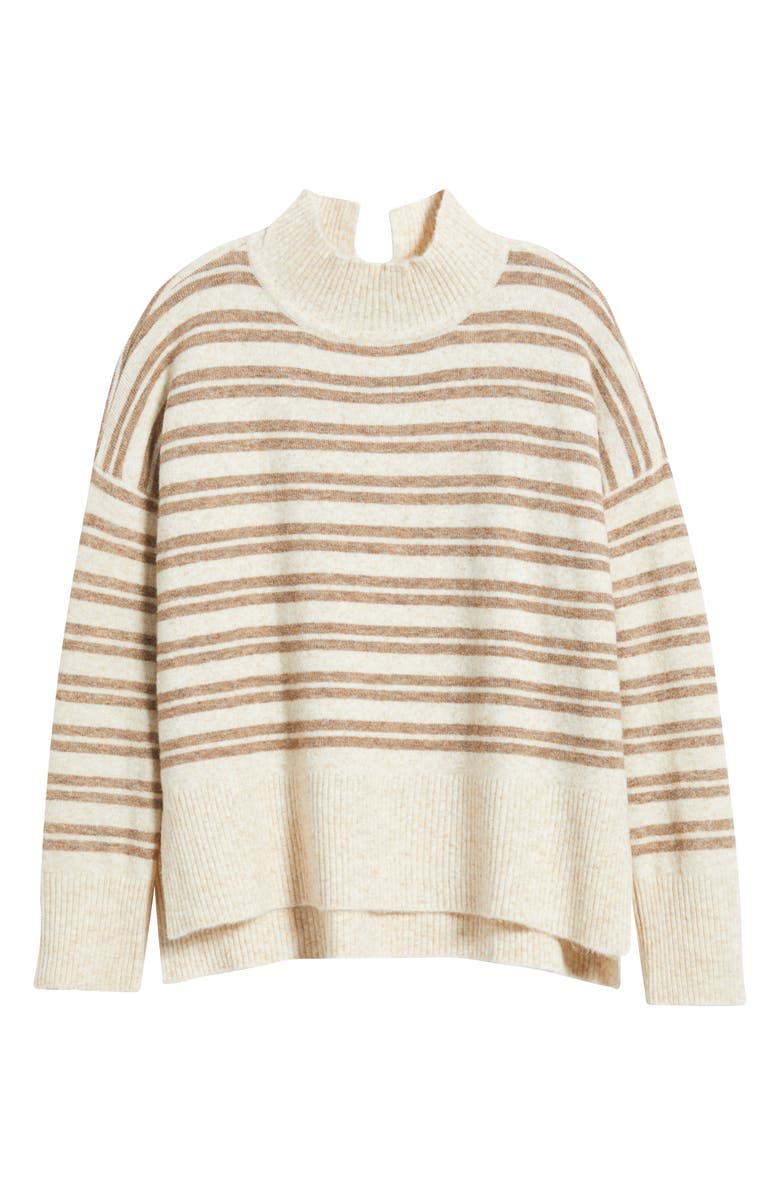 Hatley Double Stripe Mock Neck Sweater, Alternate, color, Cream