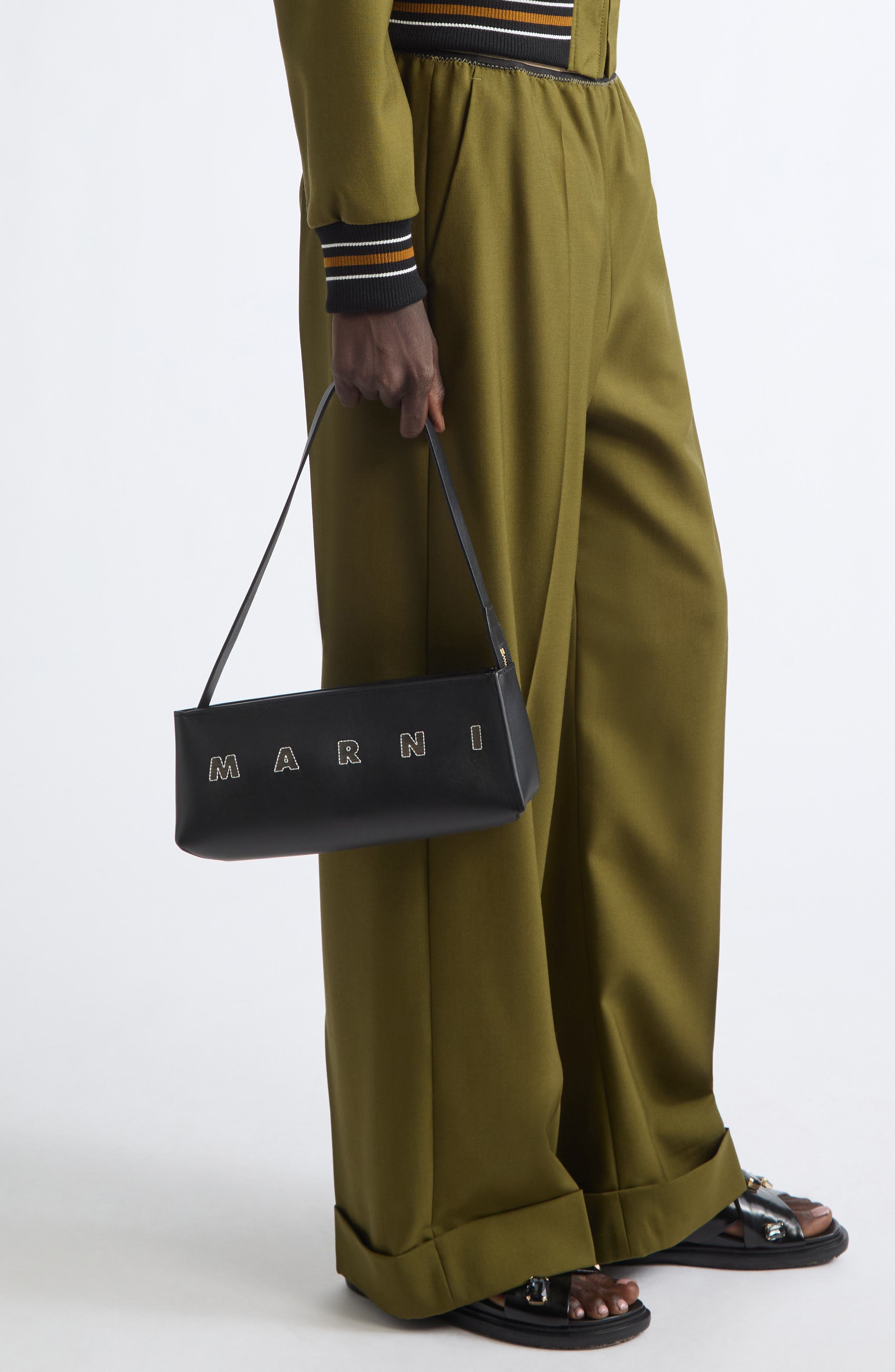 Leather Baguette Hobo Bag, Alternate, color, 00N99 BLACK