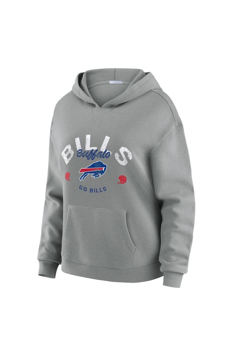 WEAR by Erin Andrews Women's WEAR by Erin Andrews Gray Buffalo Bills Waffle-Knit Long Sleeve Hooded Shirt & Pants Lounge Set, Alternate, color, Gray