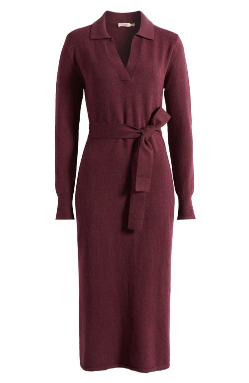 Faherty Jackson Long Sleeve Tie Waist Cotton Blend Sweater Dress