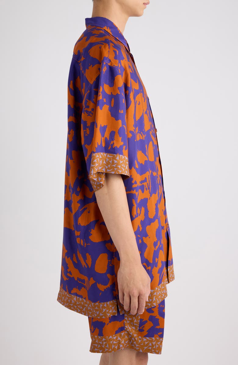 Dries Van Noten Cassidy Short Sleeve Button-Up Shirt, Alternate, color, Orange