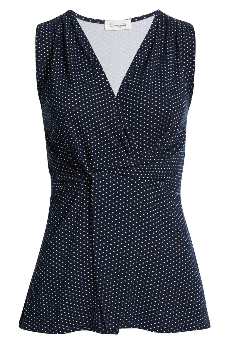 Twist Front Sleeveless Top, Alternate, color, NAVY / WHITE