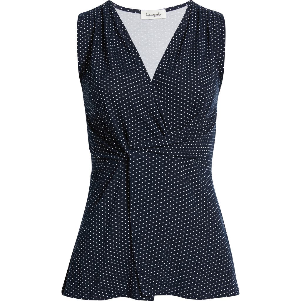 Loveappella Twist Front Sleeveless Top In Blue