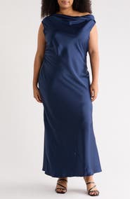 Renee C One-Shoulder Satin Maxi Dress