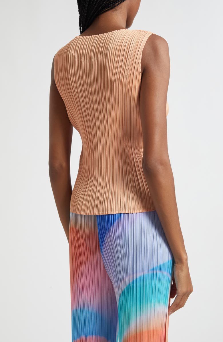 Pleats Please Issey Miyake Monthly Colors August Pleated Shell, Alternate, color, Orange/ Coral Stripe
