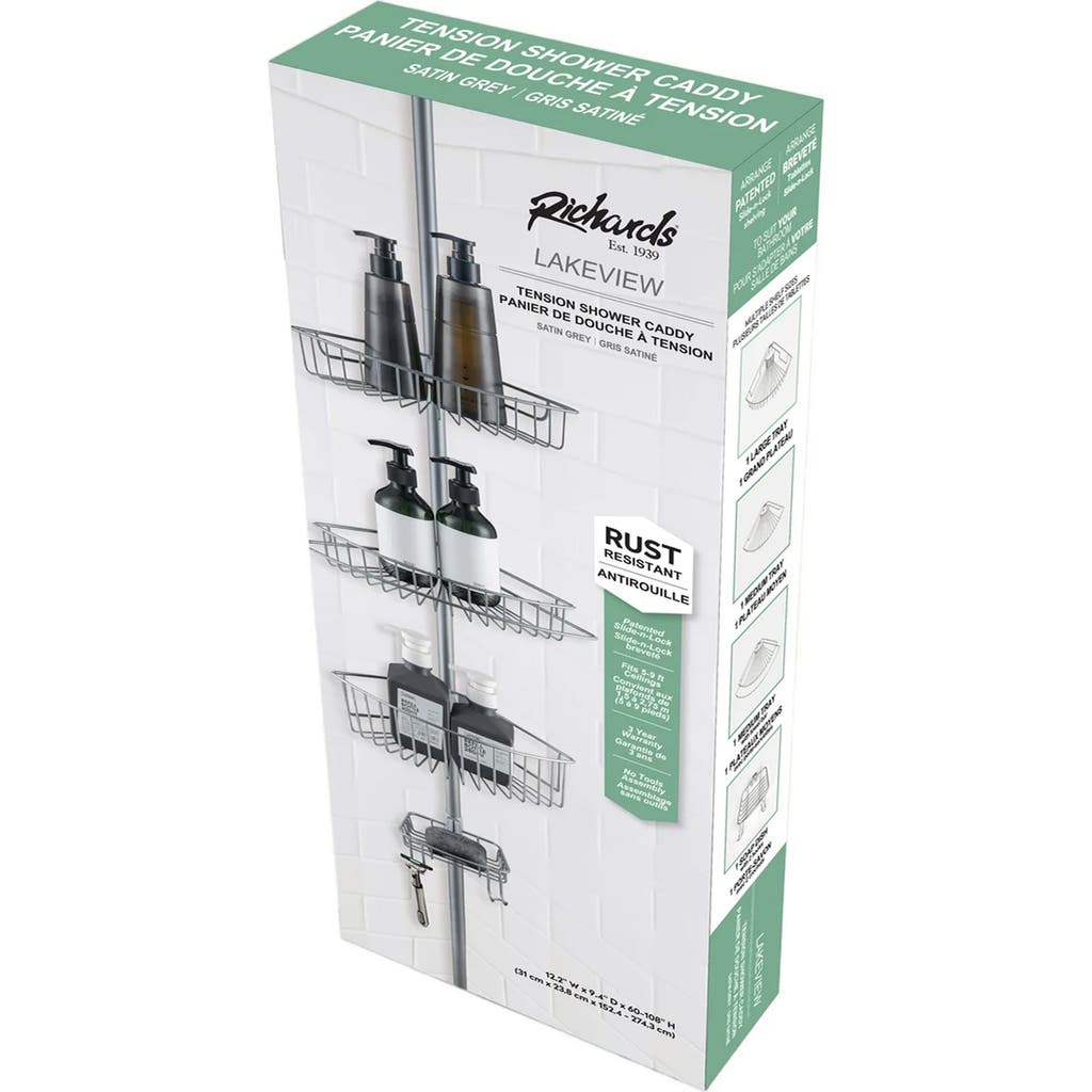 J&v Textiles J And V Textiles Rustproof Corner Shower Caddy In Gray