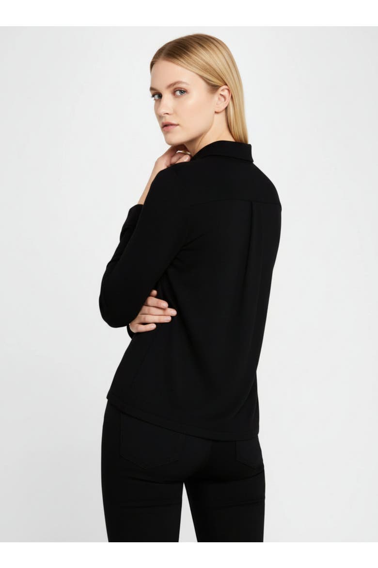 French Terry Long Sleeve Shirt Jacket, Alternate, color, NOIR