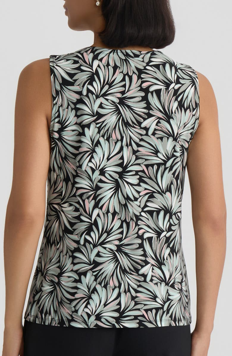 KASPER Print Pleat Neck Sleeveless Top, Alternate, color, Black Multi