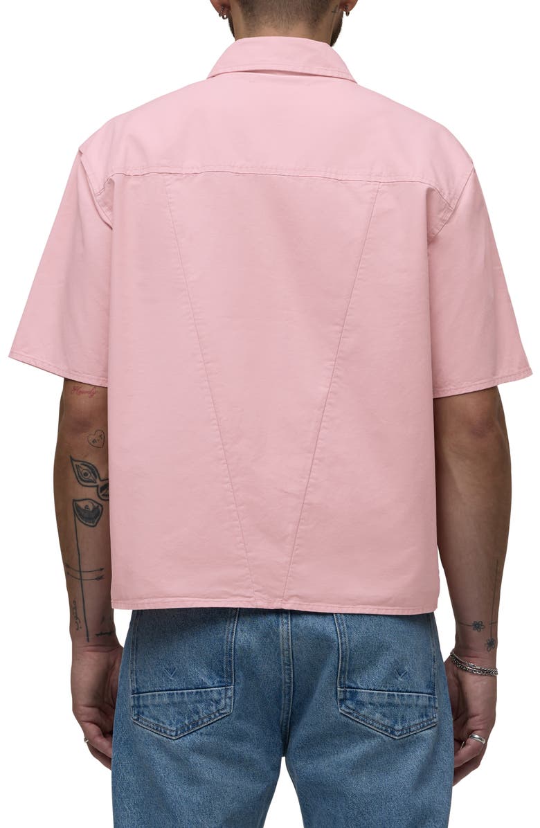 Hudson Jeans Rex Oversize Short Sleeve Cotton Poplin Button-Up Shirt, Alternate, color, Faded Rose
