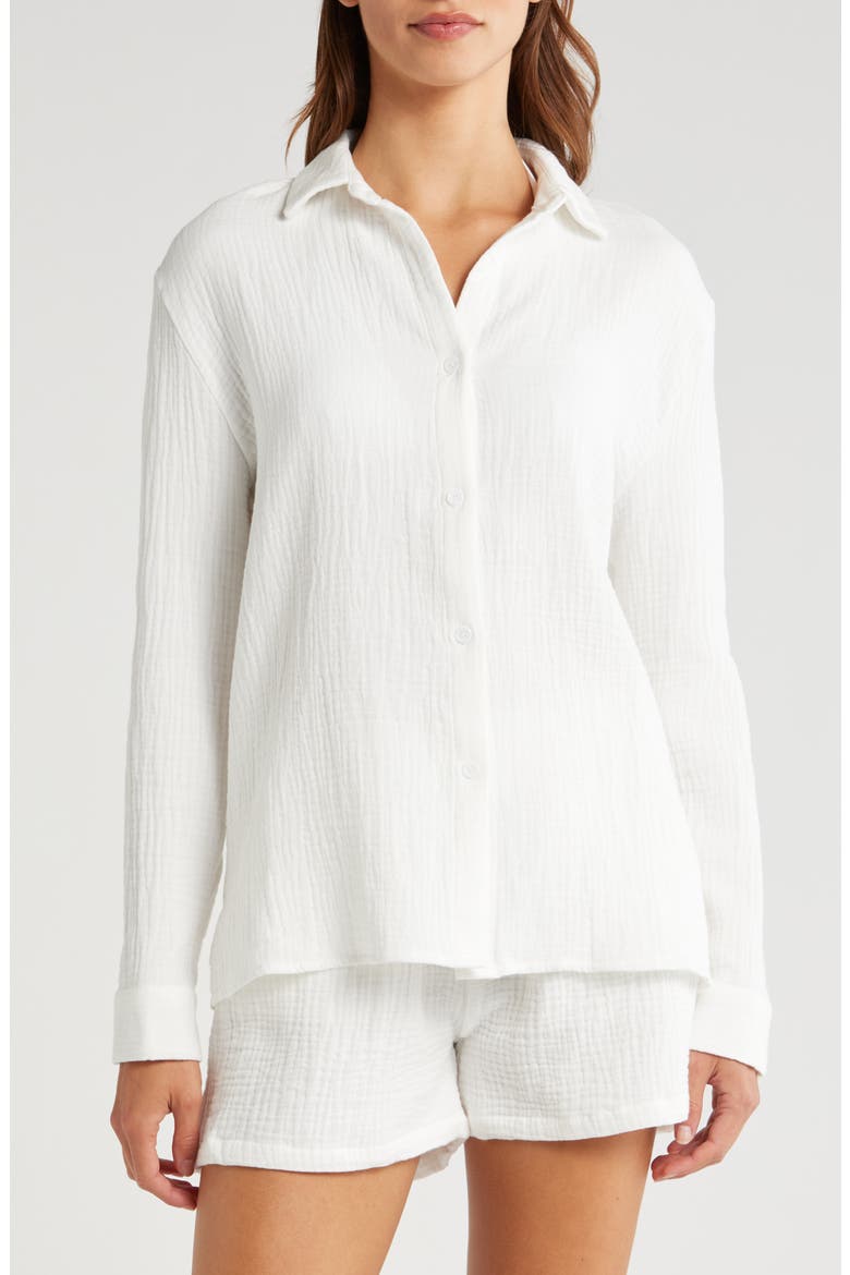 Double Gauze Shirt & Shorts Cover-Up Set, Alternate, color, WHITE