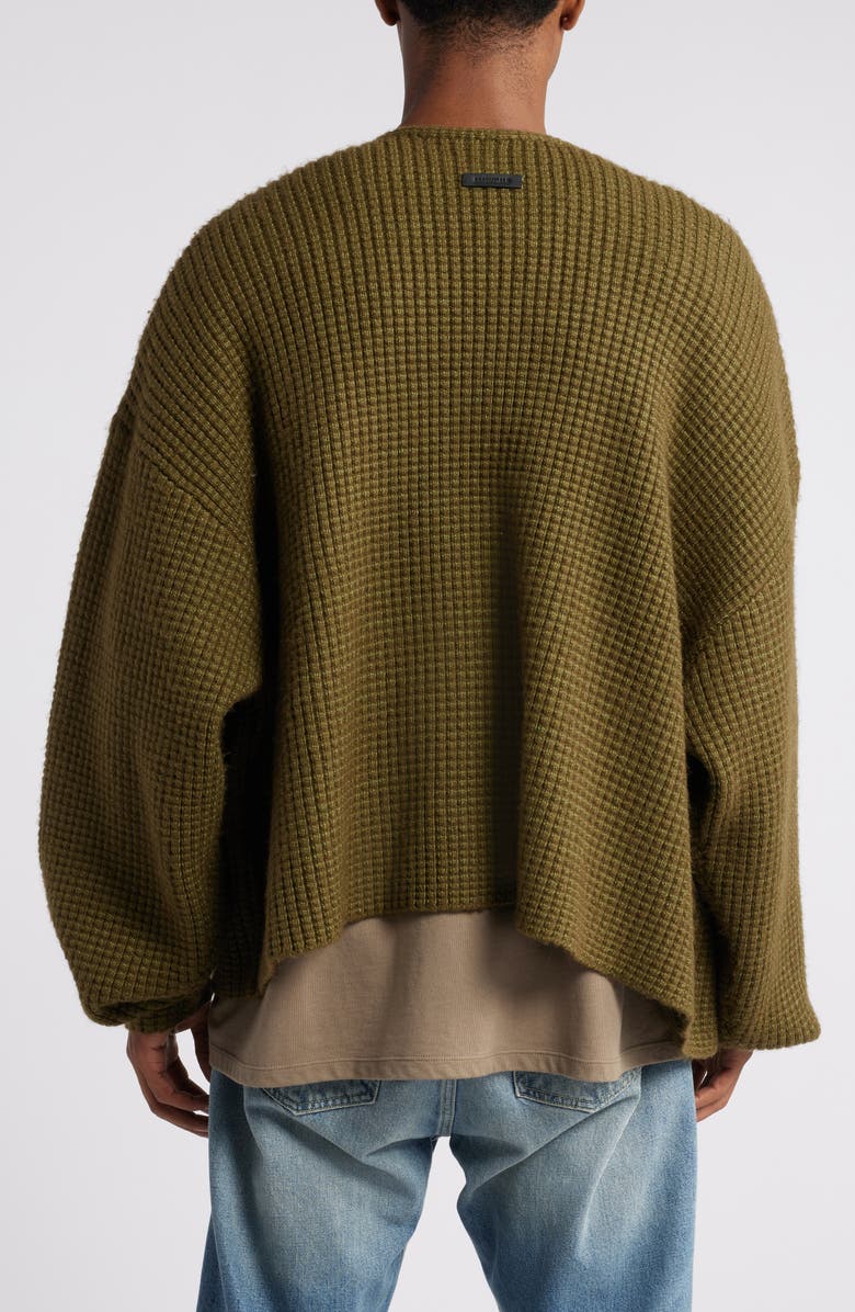 Fear of God Essentials Gender Inclusive Heavy Waffle Knit Cardigan, Alternate, color,