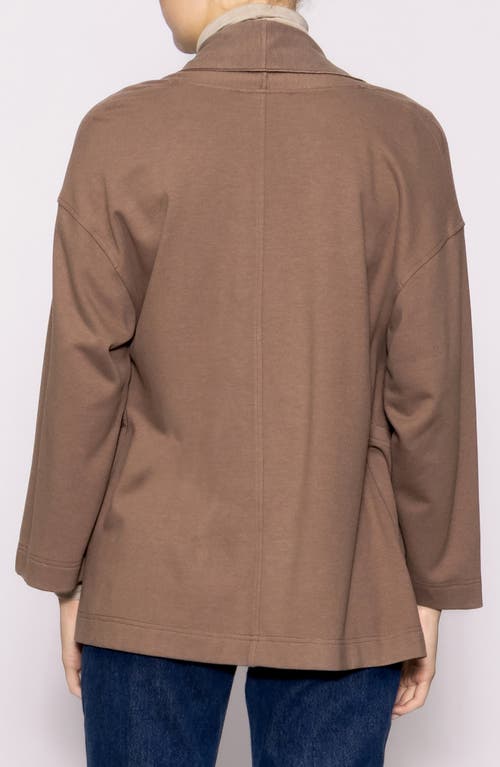 Melloday Shawl Collar Double Knit Jacket In Brown
