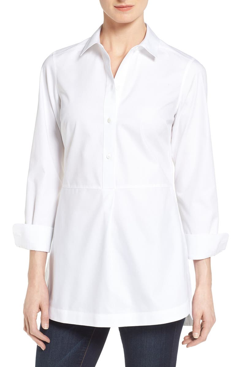 Foxcroft Non-Iron Long Sleeve Cotton Tunic Shirt, Main, color, 