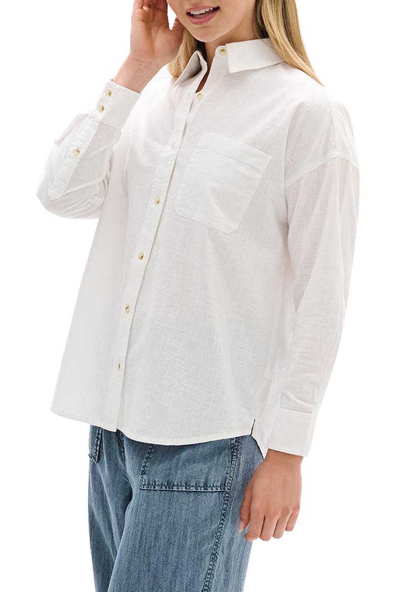 Semi Sheer Cotton Button-Up Top, Alternate, color, WHITE