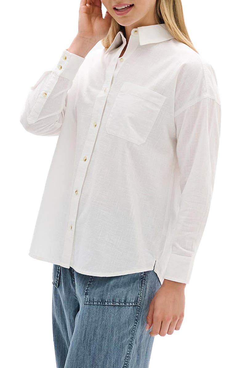 Hatley Semi Sheer Cotton Button-Up Top, Alternate, color, White