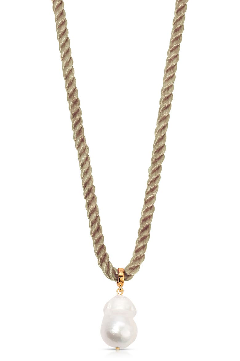 Rope Cord Freshwater Pearl Pendant Necklace, Main, color, BEIGE