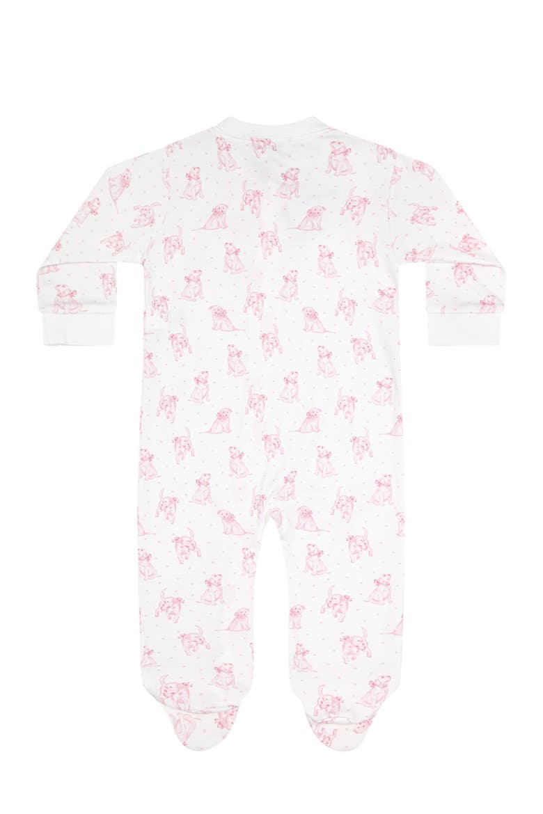 Pink Puppy Love Print Zipper Footie - Baby, Alternate, color, Pink