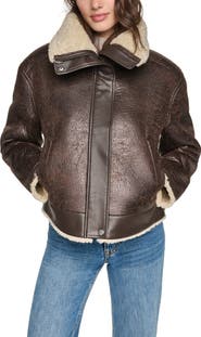 Andrew Marc Ellery Faux Leather & Faux Shearling Aviator Jacket