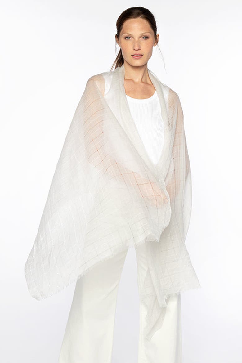 Openwork Sequin Shawl, Main, color, Gris