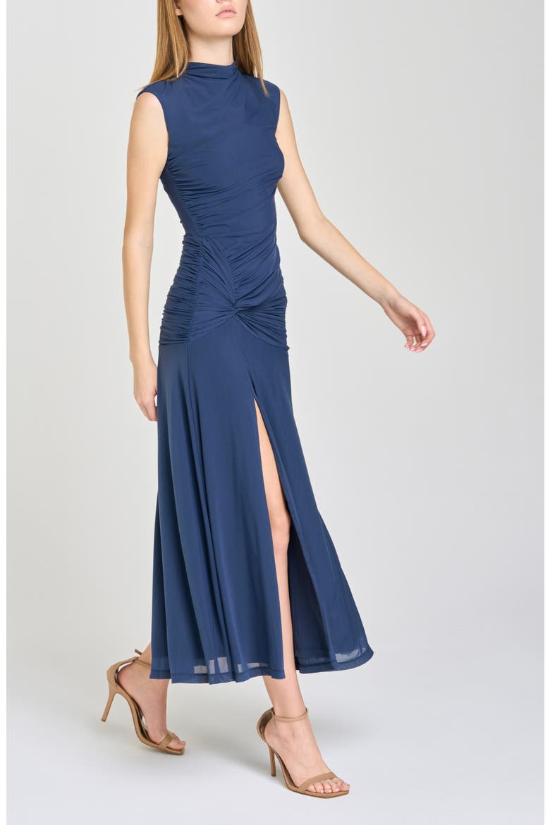 Sarielle Ruched Midi Dress, Alternate, color, NAVY