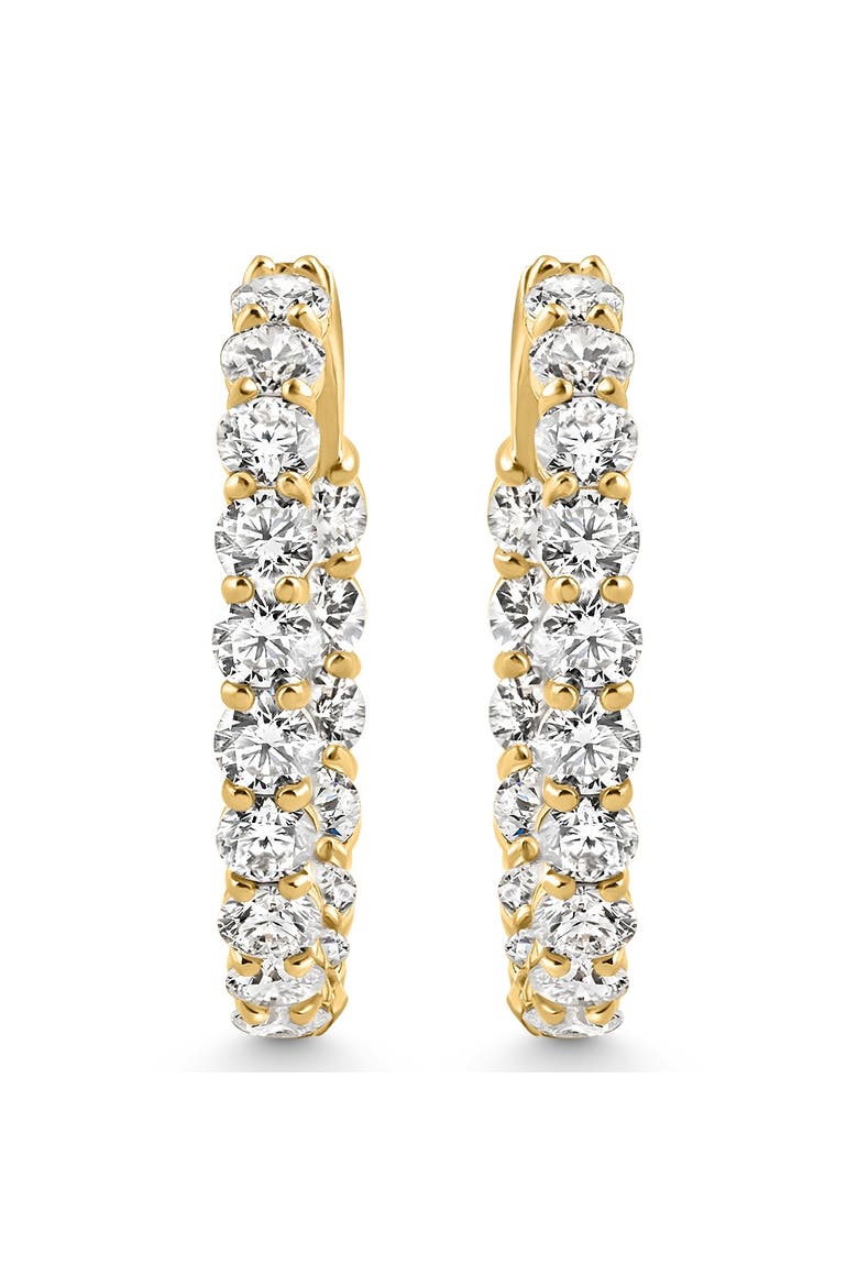 5 1/2Ct Diamond Inside Outside Hoops 14 Gold Earrings Lab Grown 1" Tall, Alternate, color, 14k Yellow Gold