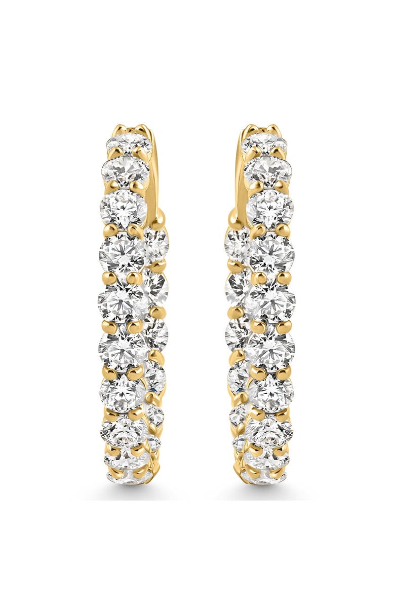 Bliss Diamond 5 1/2Ct Diamond Inside Outside Hoops 14 Gold Earrings Lab Grown 1" Tall, Alternate, color, 14K Yellow Gold