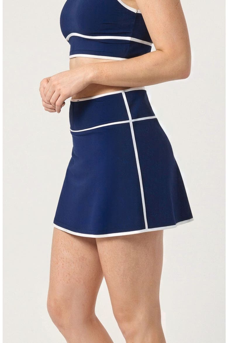 Short Swim Skirt Two-Toned Collection, Alternate, color, Navy & White