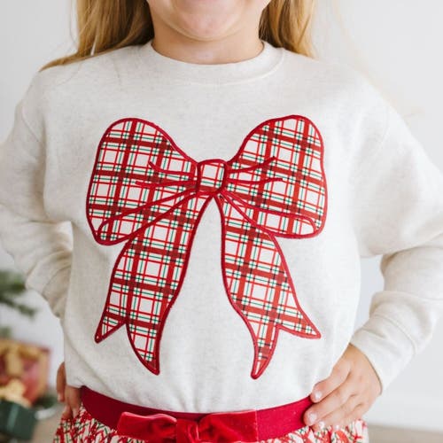 Sweet Wink Christmas Plaid Bow Patch Sweatshirt In Brown