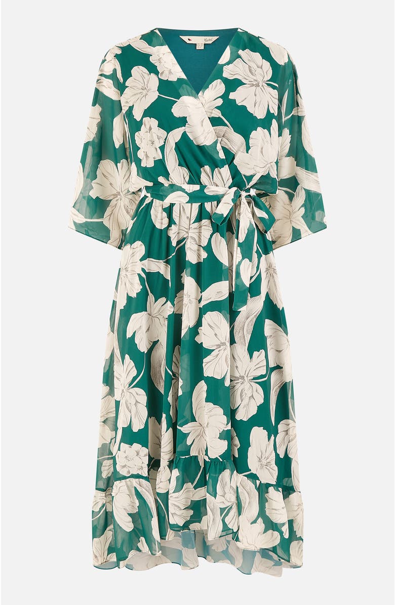 Yumi Midi Dip Hem Wrap Dress, Alternate, color, Green