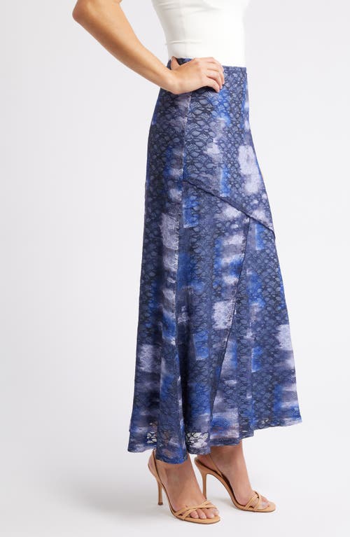 City Blues Lace A-line Maxi Skirt In Blue