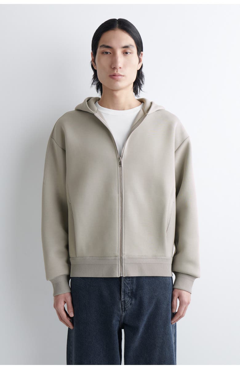 COS Cotton-Piqué Zip-Up Hoodie, Main, color, Beige