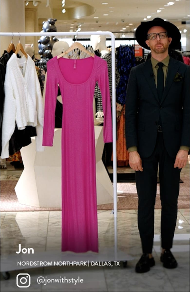 Soft Lounge Shimmer Long Sleeve Maxi Dress, sales video thumbnail