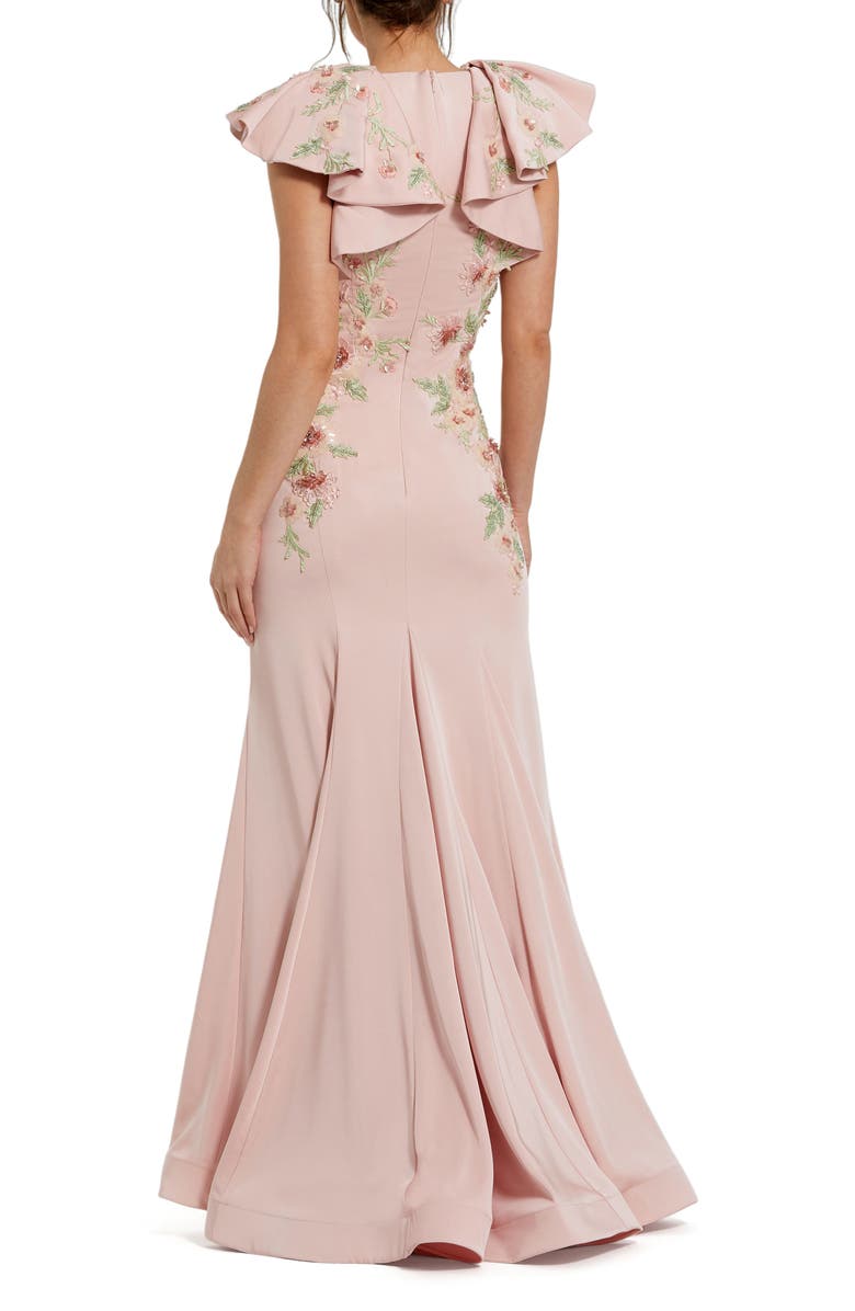 Mac Duggal Women's Flutter Sleeve Embellished Mermaid Gown, Alternate, color, Blush