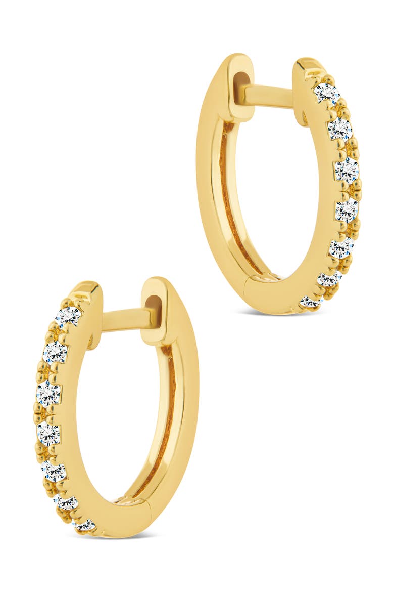 Dainty Cubic Zirconia Huggie Hoop Earrings, Alternate, color, GOLD