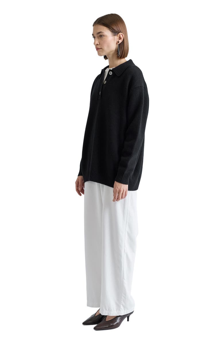 Almina Concept Polo Wool Sweater, Alternate, color, Black