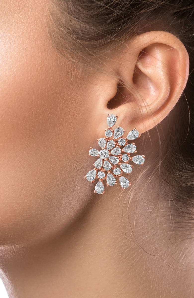 CZ by Kenneth Jay Lane Cubic Zirconia Burst Statement Earrings, Alternate, color, Rose Gold