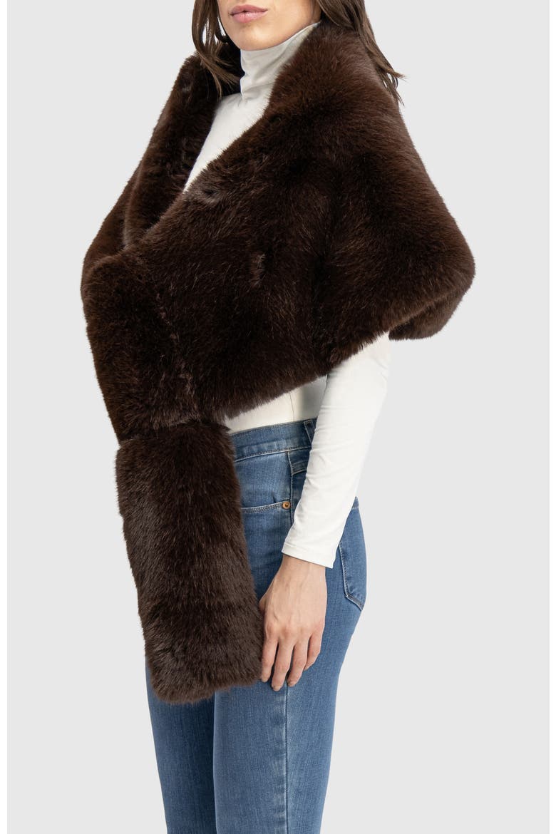 Fur-Free Fox (Faux Fur) Stole, Alternate, color, BROWN