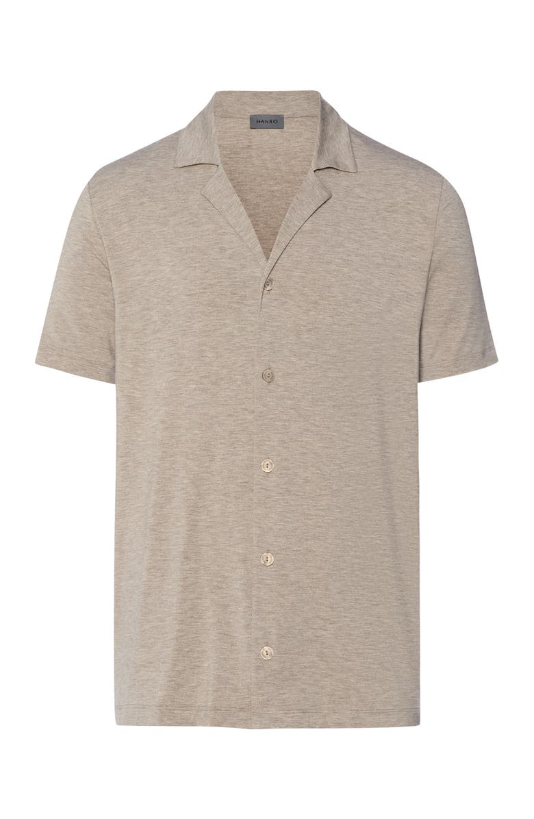 Hanro Casuals Notch Collar Button Front Shirt, Main, color, Hazelnut Melange