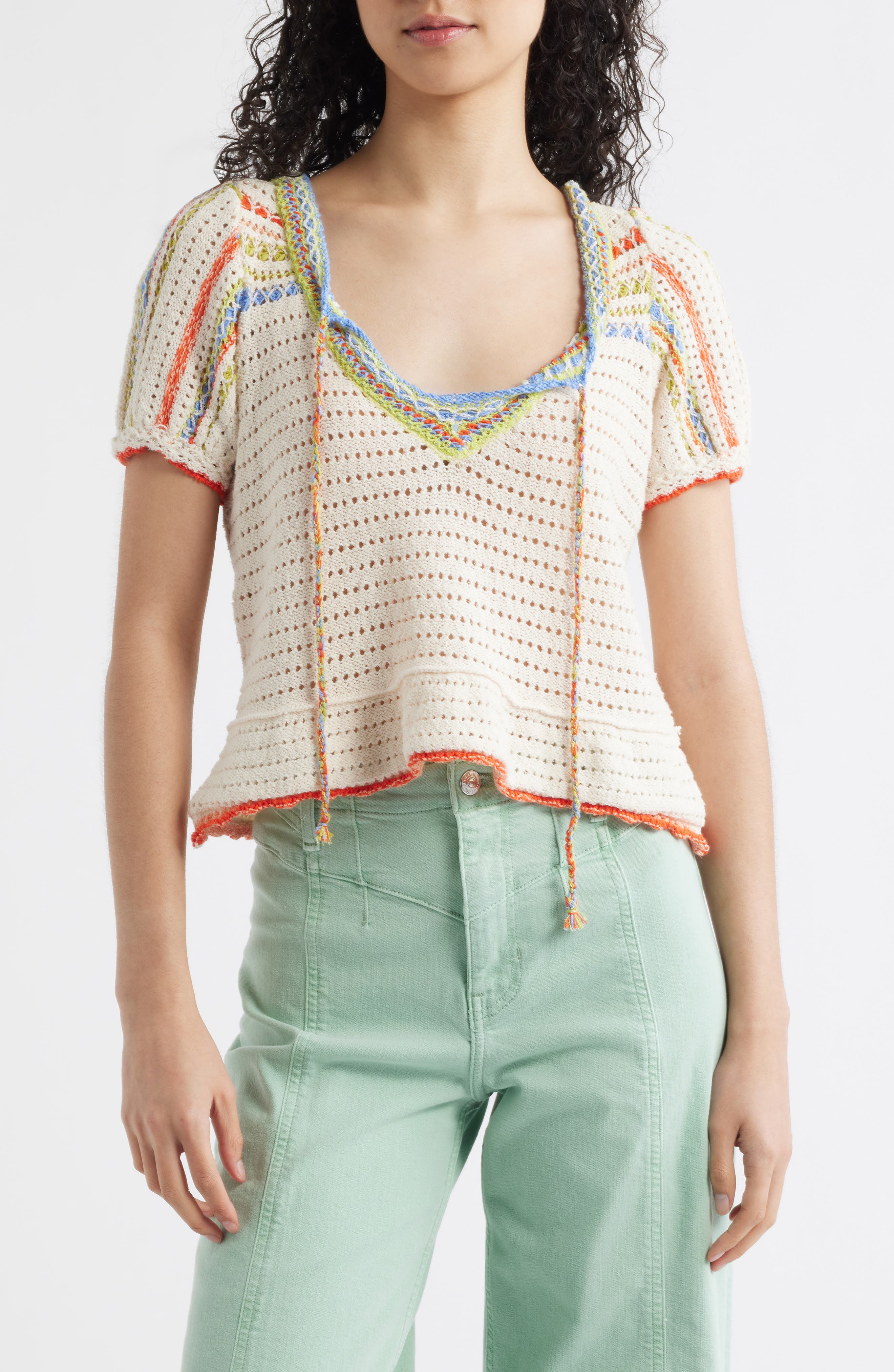Friendship Crochet Knit Peplum Top