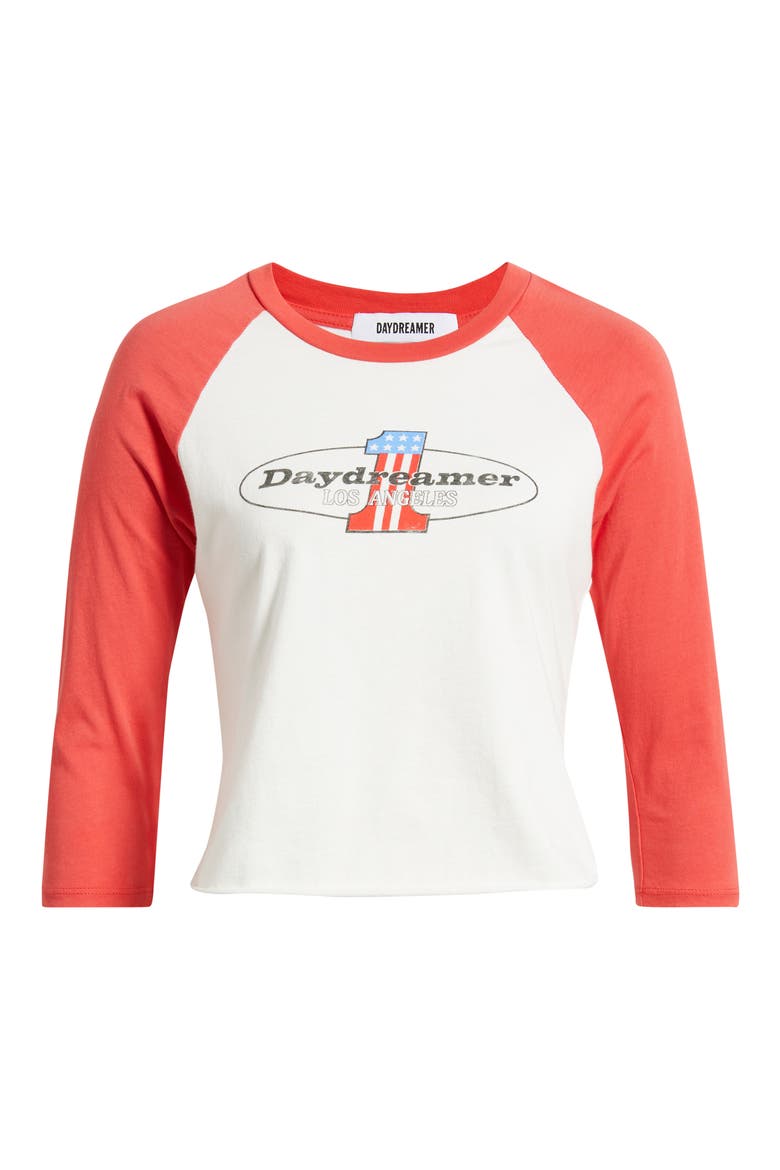 Number One Graphic Raglan T-Shirt, Alternate, color, DEEP SEA CORAL COMBO
