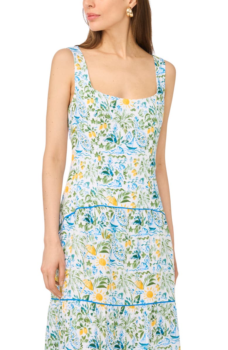 CeCe Drop Waist Tiered Maxi Dress, Alternate, color, Spa Blue