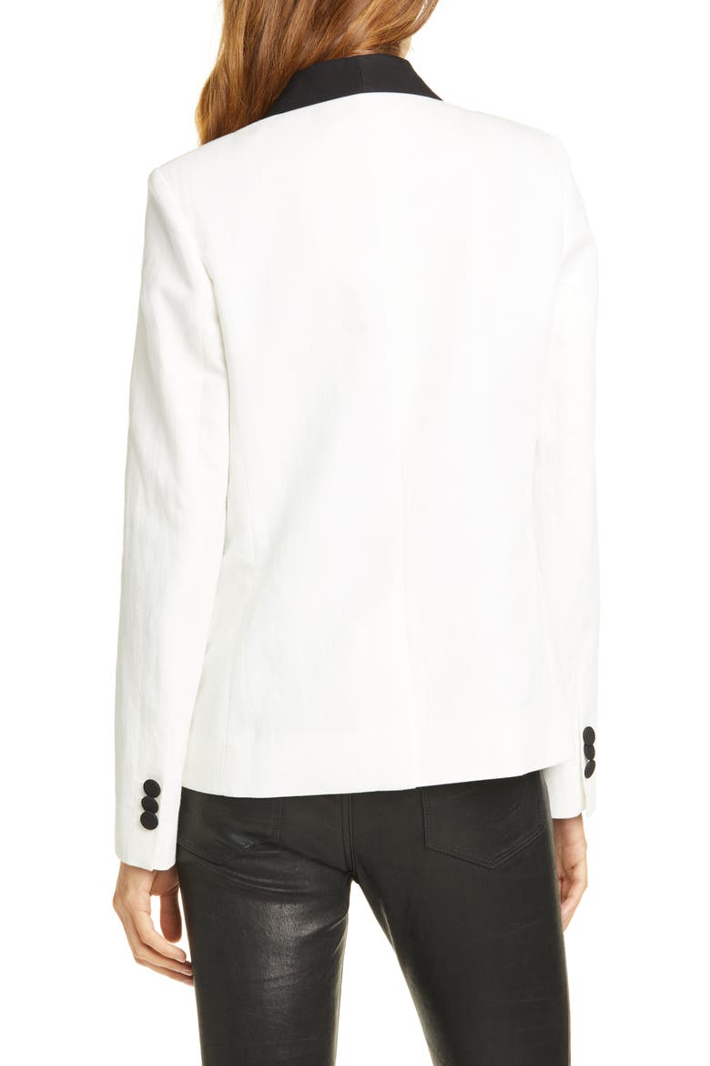 Cotton & Linen Tuxedo Blazer, Alternate, color, OFF WHITE