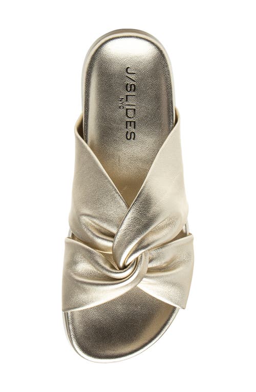Jslides Bright Platform Slide Sandal In Lt Gold
