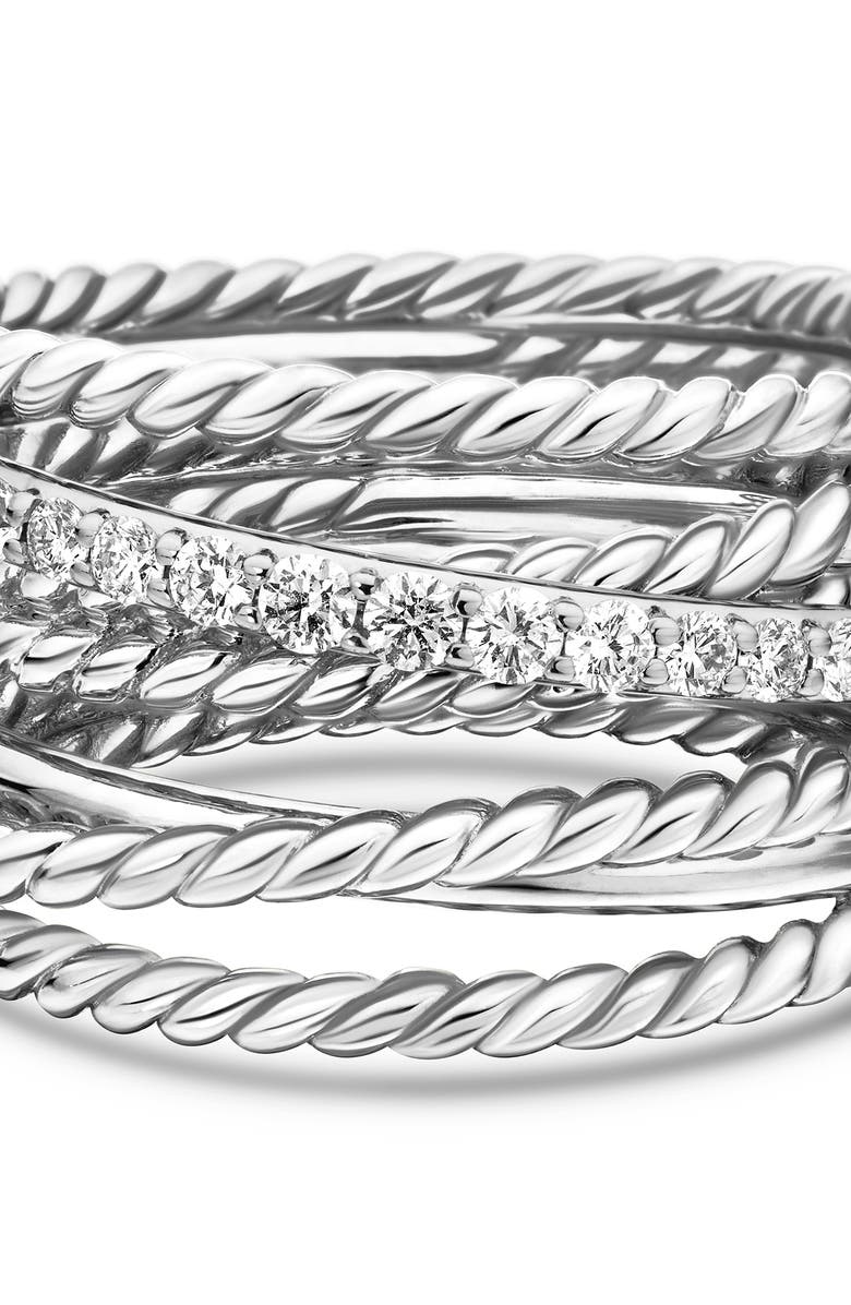 David Yurman Crossover Wide Diamond Stacked Ring, Alternate, color, Diamond