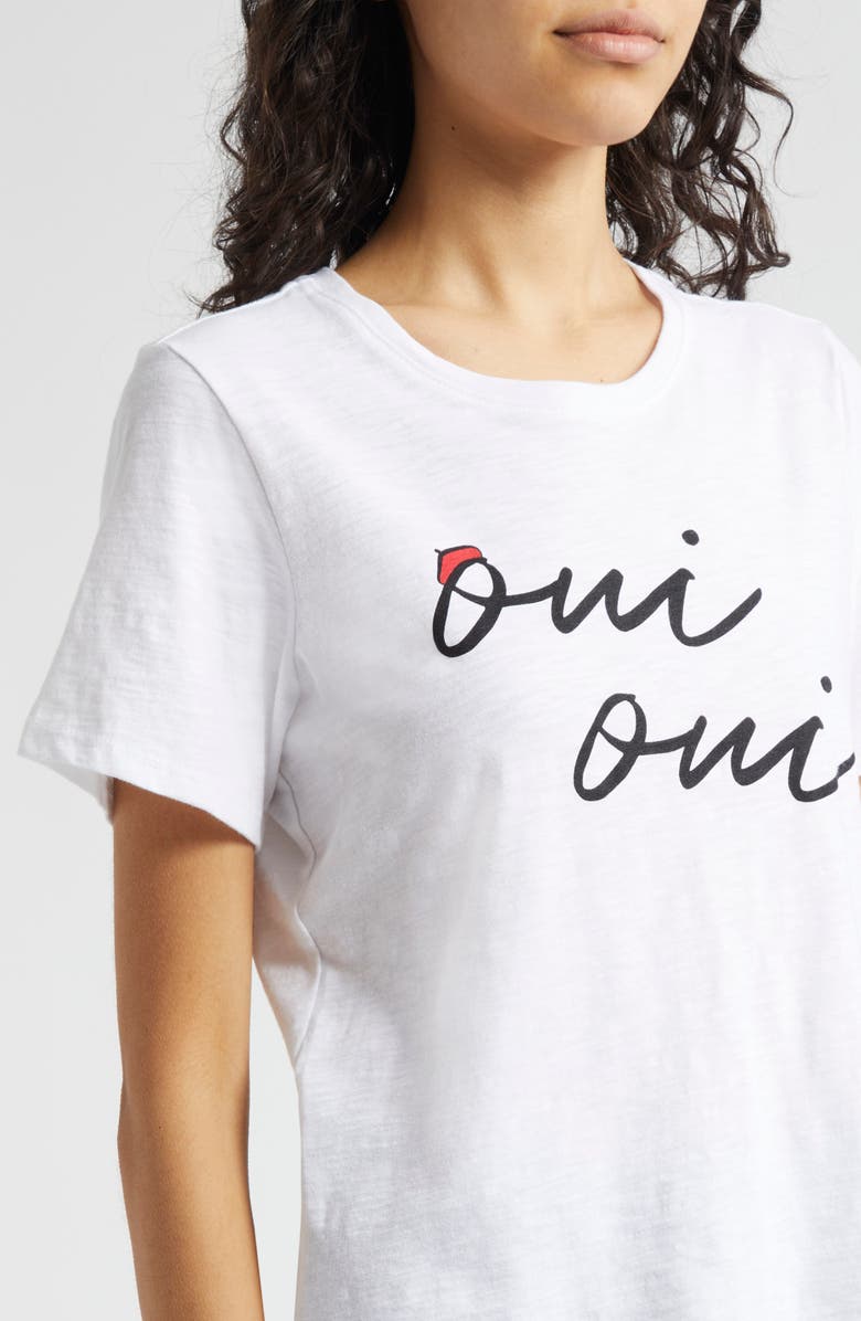 Cinq à Sept Oui Oui Shrunken Cotton T-Shirt, Alternate, color, White/ Black